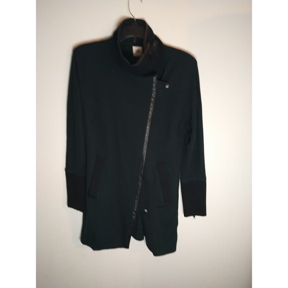 Cabi Turtleneck  Asymmetrical Zip Coat Sm Edgy Olive Green Y2K City - Picture 3 of 11
